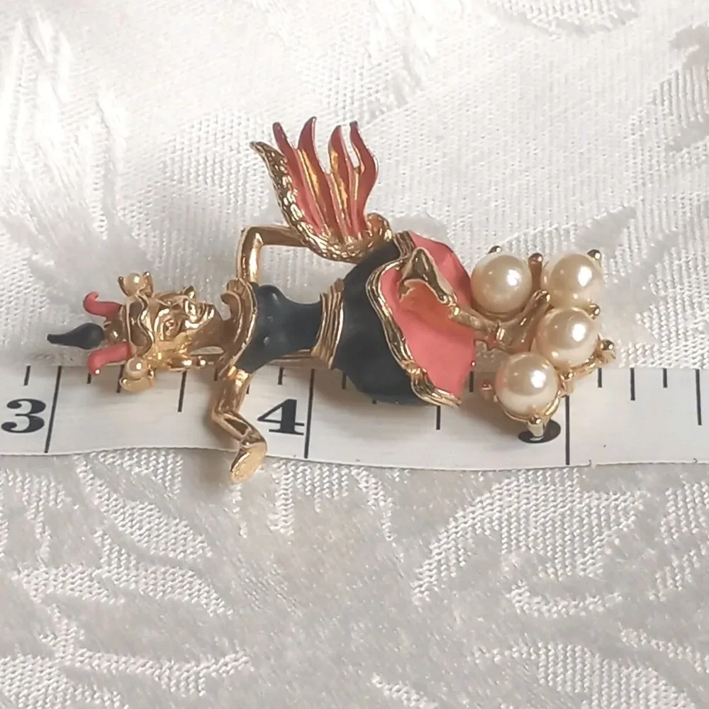 RARE Set Female Male Gypsy Dancer Enamel coral black Gold faux pearl READ 2